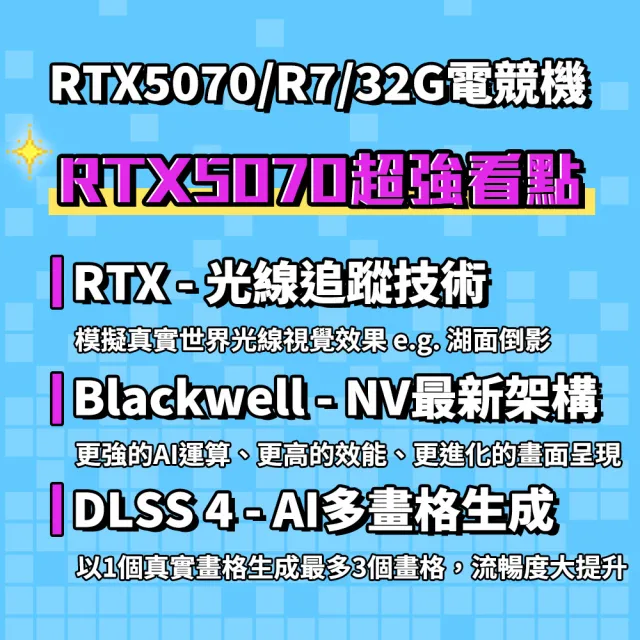 【微星平台】R7八核 RTX5070 {蒼狼武士}電競電腦(R7-7700/B650/32G D5/1TB/鳴潮適用)