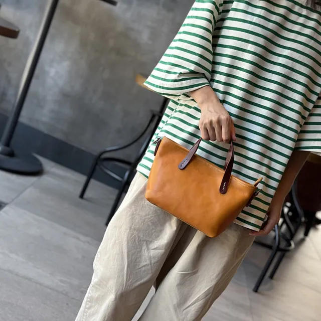 【巴黎精品】現貨+預購 真牛皮手機包側背包真皮革單肩小包肩背包(簡約休閒斜背女包包3款a1mk12 C)