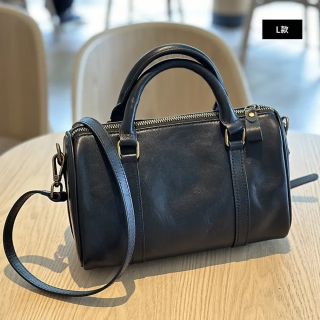 【巴黎精品】現貨+預購 真牛皮枕頭包復古公事包真皮革手提肩背包(極簡側背斜背女包包3款a1mk13 C)