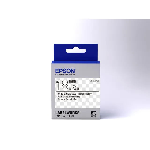 【EPSON】官方直營 標籤帶 消光霧面系列 透明底白字/18mm(LK-5TWJ)