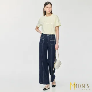 【MON’S】美式撞色線條直筒褲(直)