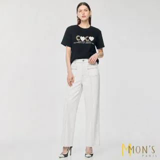 【MON’S】美式撞色線條直筒褲(直)