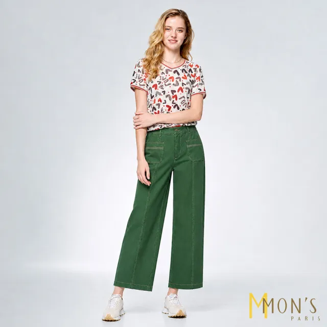 【MON’S】美式撞色線條直筒褲(直)