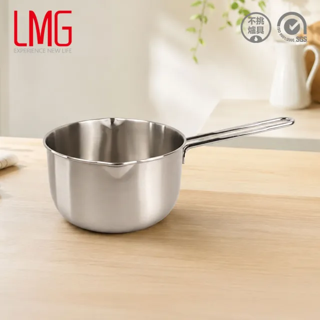 【LMG】台灣製複合金高級不鏽鋼單把雪平鍋18cm無蓋(MIT 不挑爐具)