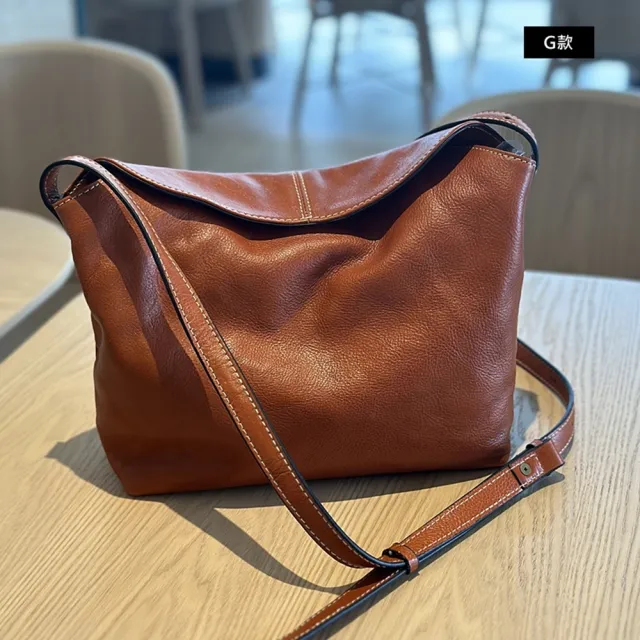 【巴黎精品】現貨+預購 真牛皮斜背包大容量通勤真皮革肩背包(簡約復古側背女包包3款a1mk14 C)