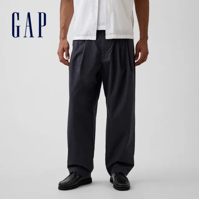 【GAP】男裝 舒適寬鬆桶形長褲-多色任選(895764)
