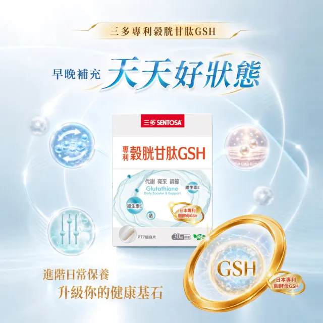 【SENTOSA 三多】專利穀胱甘肽GSH膠囊(30粒/盒)透亮養顏 幫助入睡