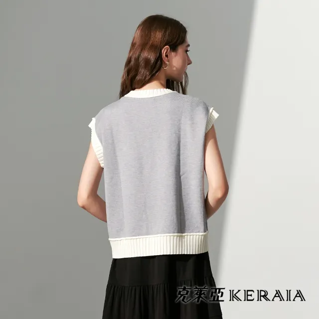 【KERAIA 克萊亞】冰霜灰立體字短袖針織上衣
