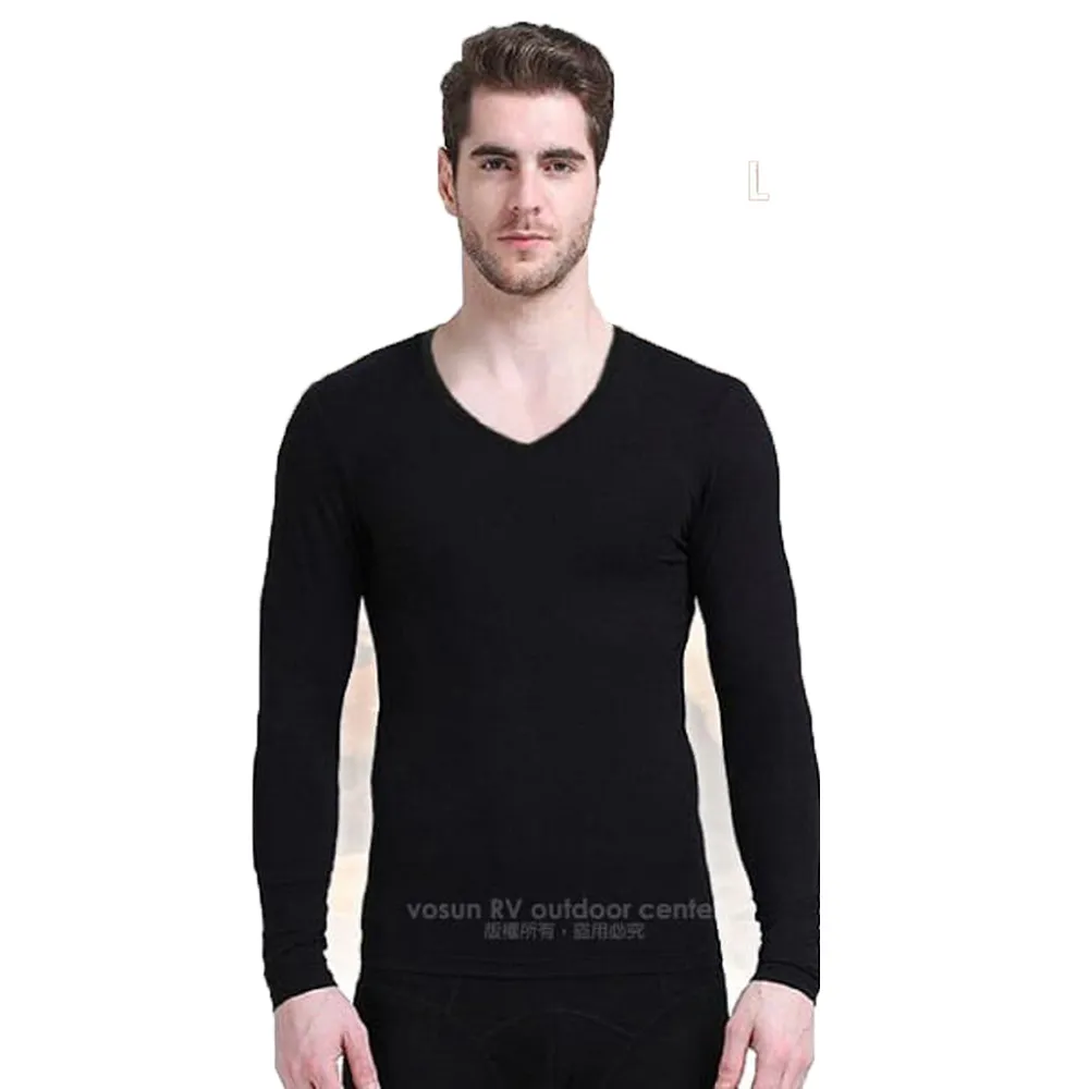 【North Field】男 鈦金 Polartec Power Stretch V領控溫強刷毛保暖衛生衣.內衣.比發熱衣強(8ND113B 黑色)