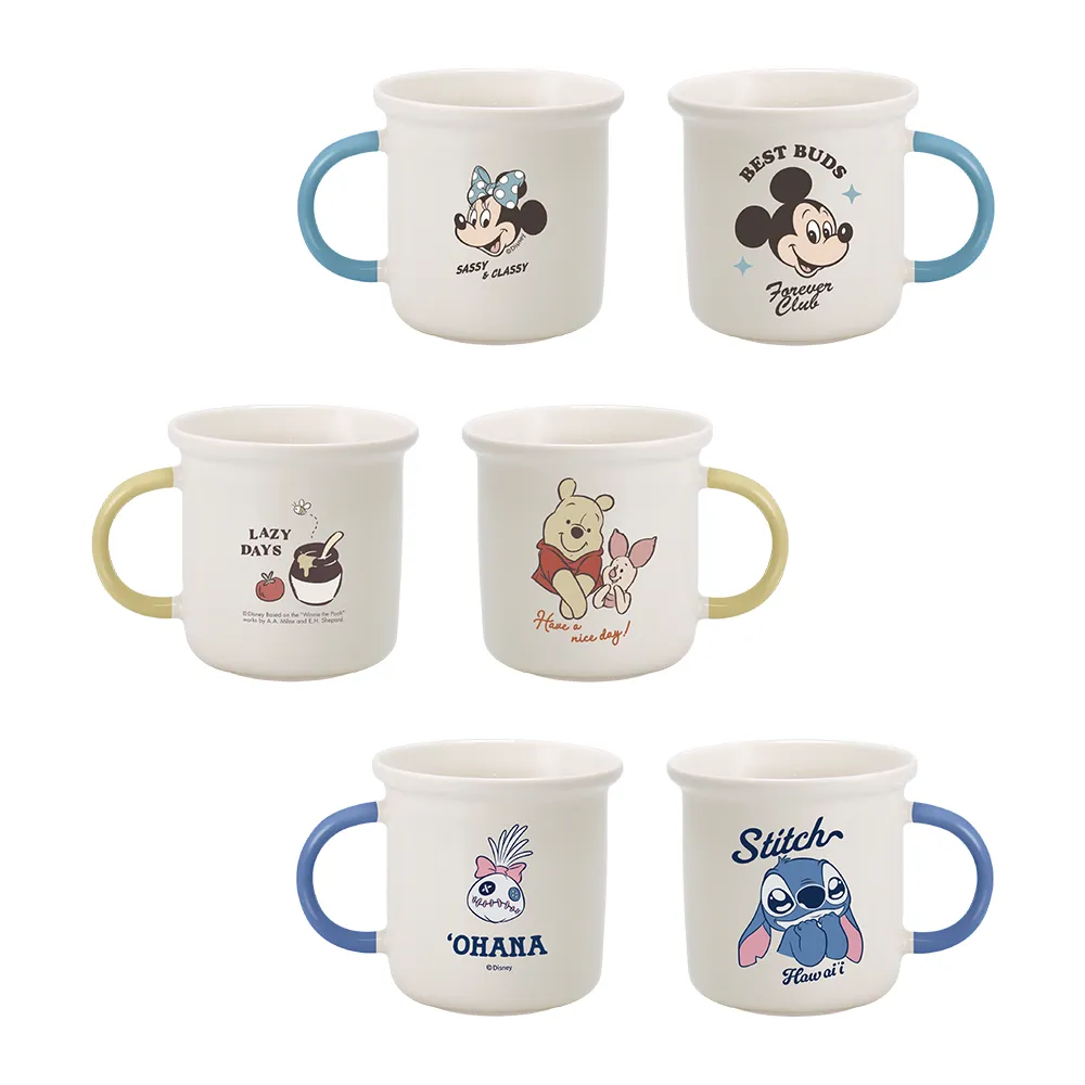 【SENSE LAB . 好感製所】Disney迪士尼 光禾 彩釉陶瓷馬克杯440ml(4款一組/對杯/內1入隨機)