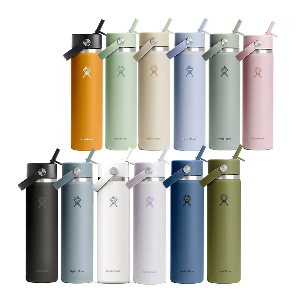【Hydro Flask】24oz/709ml 寬口 吸管 真空 保溫瓶(高保冰 保溫 無毒 美國品牌 食安 防滑塗層 大口徑)