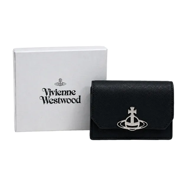 【Vivienne Westwood】簡約土星LOGO防刮卡片夾-黑