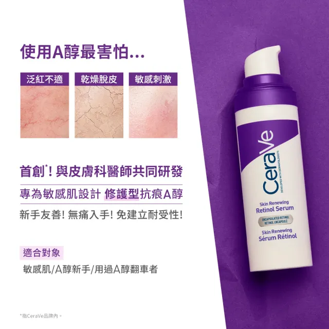 【CeraVe 適樂膚】全新上市雙入組★極抗痕A醇緊緻修護精華 30ml(撫紋緊緻)