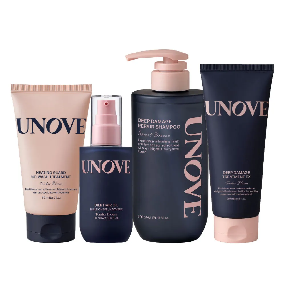 【UNOVE】柔諾伊 角蛋白修護洗髮精500ml+髮膜207ml+抗熱髮膜147ml+髮油70ml(四件組)