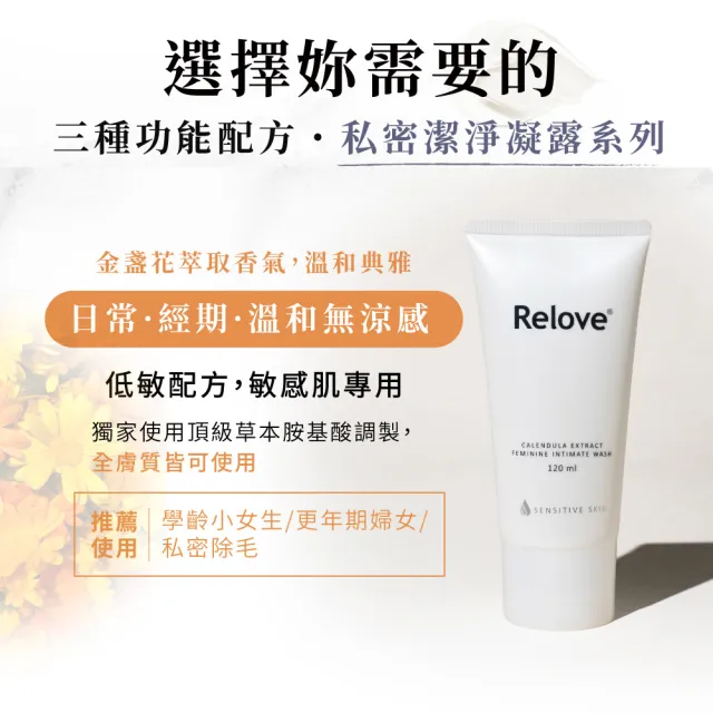 【Relove】私密潔淨凝露任選3入超值組(9款任選 獨家德國進口益生元 日本胺基酸)