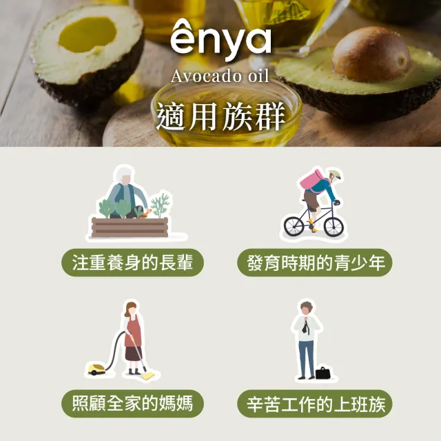 【Enya】西班牙原裝進口酪梨油 1000ml - 3瓶組玻璃瓶(耐高溫達260度 適合各式料理方式)