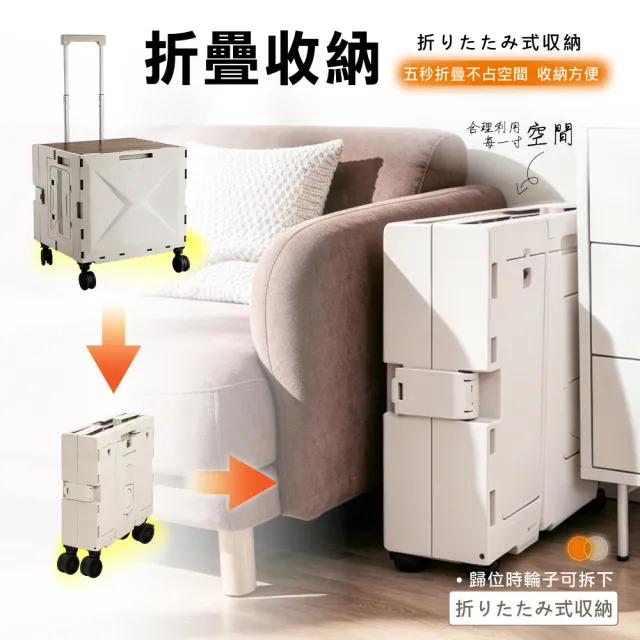 【ONE HOUSE】丹邁越野4輪折疊購物收納車 買菜車 購物車 平拉推車(75L特大折疊手推車_三開門 1入)
