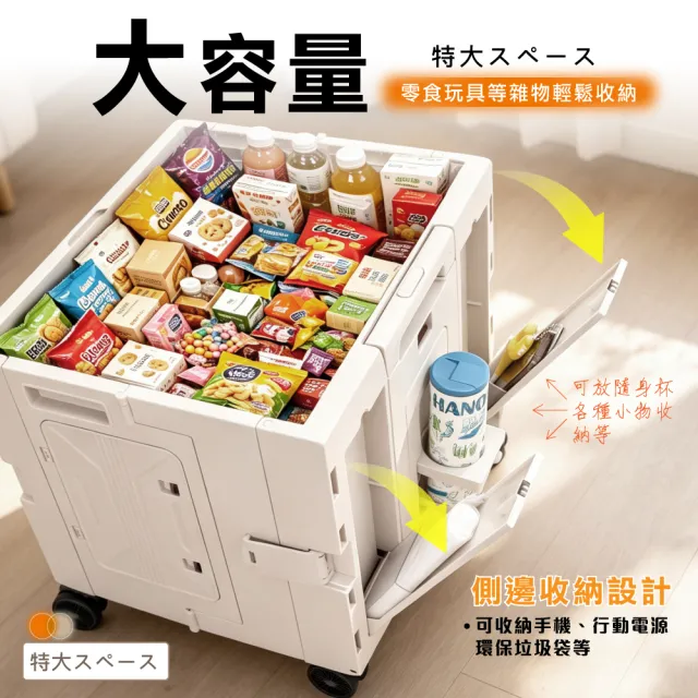 【ONE HOUSE】丹邁越野4輪折疊購物收納車 買菜車 購物車 平拉推車(75L特大折疊手推車_三開門 1入)
