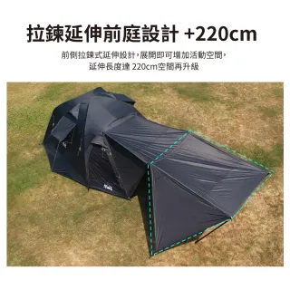 【NUIT 努特】馬爾地夫 鈦銀膠 鋁合金300帳 科技遮光膠 耐水壓3000mm 鋁合金露營黑膠 八人帳篷 (NTG268BK)