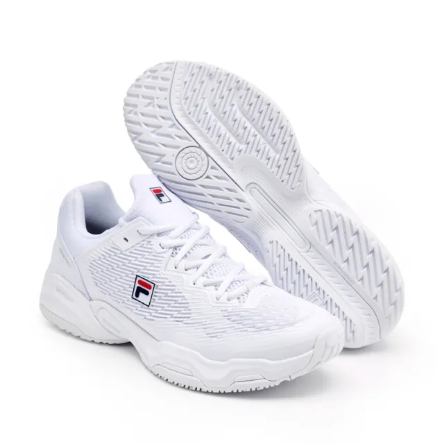【FILA】AXILUS PRO 4 中性網球鞋-白/紅/丈青 (4-T501A-101)