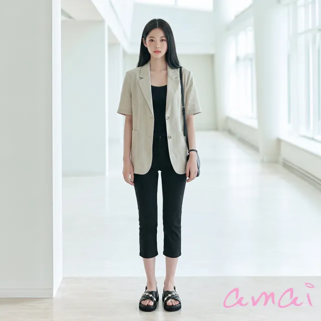 【amai】簡約俏麗花朵鍊帶輕量厚底涼鞋 厚底涼鞋 交叉涼鞋 厚底鞋 時尚 好走 大尺碼 S700BK(黑色)