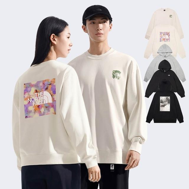 【The North Face】男女款LOGO印花長袖帽T/大學T (多色可選)