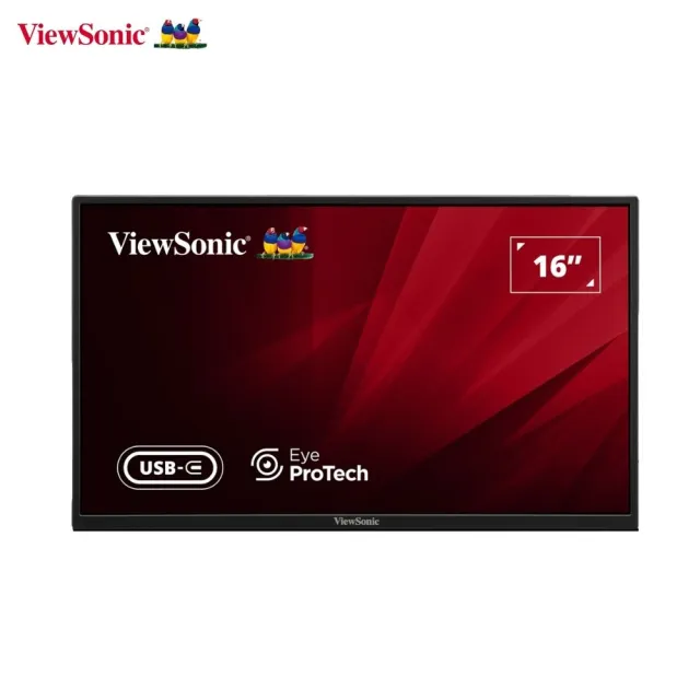 【ViewSonic 優派】無線鍵鼠組★VA1650 16型 USB-C 輕薄可攜式螢幕(IPS/3.5mm耳機孔/內建可折疊支架/7ms)