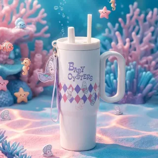 【Beast Kingdom 野獸國】迪士尼 牡蠣寶寶 粉紫款 隨行保溫杯 770ml (附吊飾)