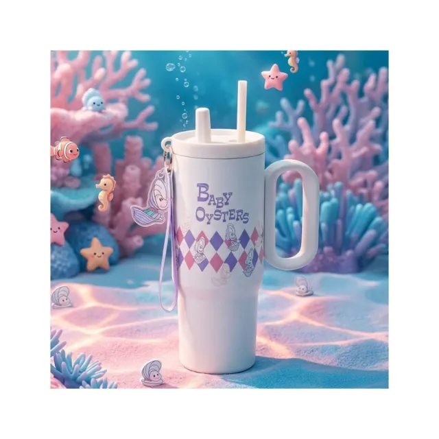 【Beast Kingdom 野獸國】迪士尼 牡蠣寶寶 粉紫款 隨行保溫杯 770ml (附吊飾)