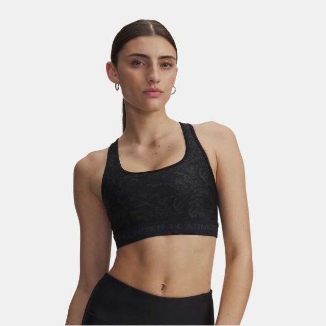 【UNDER ARMOUR】UA 女 Crossback 印花中衝擊運動內衣_1361042-013(灰色)