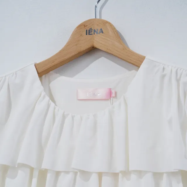 【IENA】多層波浪背心（#6231003 荷葉邊、圓領上衣；暗紅色/白色）