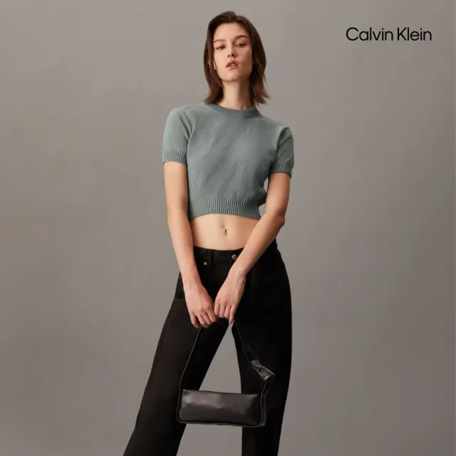 【CALVIN KLEIN】官方旗艦館CK 短版短袖毛衣_灰色