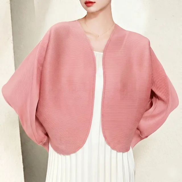 【巴黎精品】三宅風皺褶衣服褶皺外套高級摺衣彈力女裝顯瘦折衣大碼(寬鬆防曬女外套2色k1ab6)