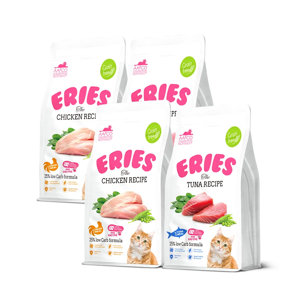 【Eries】益生菌酵素無穀貓糧 兩種口味 1kg  四包組(貓飼料/貓乾糧/無穀配方/全齡貓/低碳水配方)