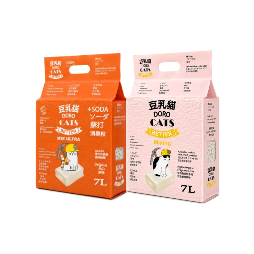 【DORO CATS 豆乳貓】混合豆腐礦物貓砂7L-6入(豆腐砂、貓砂、礦砂、環保貓砂)