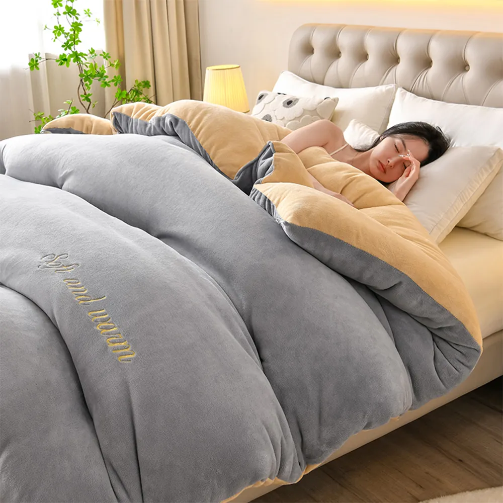 【Sleep Club】買一送一 牛奶絨or塔芙絨×羊羔絨雙面暖暖被(2.4KG/抗靜電/冬被150x200cm)