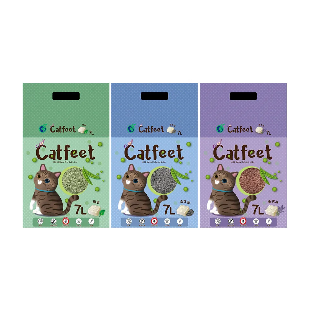 【CatFeet】天然環保破碎型豆腐砂7L*6包入(活性碳/綠茶/薰衣草/貓砂)