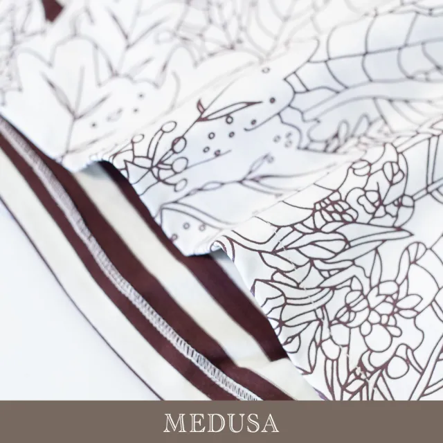 【MEDUSA 曼度莎】現貨-條紋拼接白色燙花五分袖上衣 - 2色（M-XL）｜短袖上衣 女上衣 短袖T恤