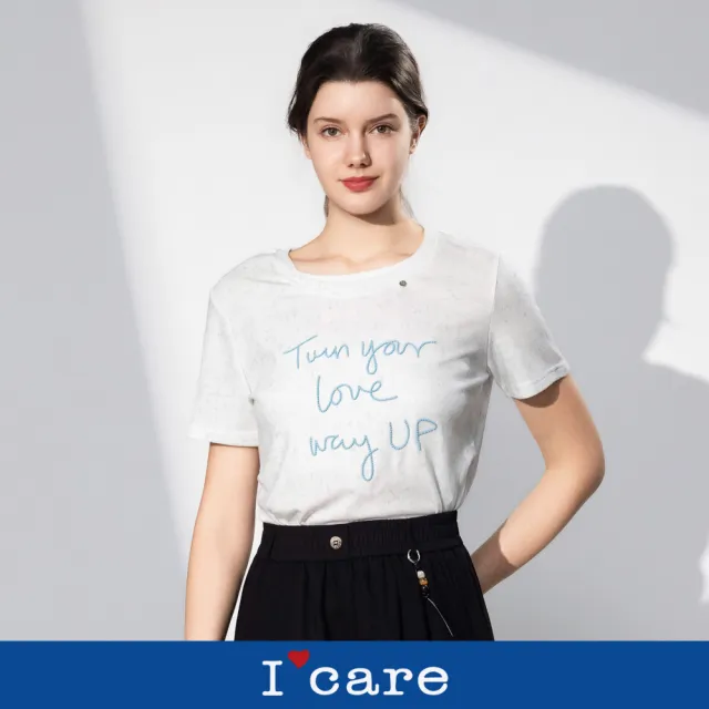 【I’Care 依卡】現貨-Love 紋理壓褶假兩件層次感T恤 - 2色（F）｜休閒T恤 短袖T恤 休閒上衣