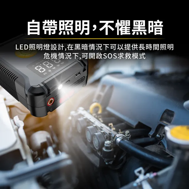 【CHANGLU 長律】4合1汽車急救啟動電源打氣機-高配版(CL-AC002JP)