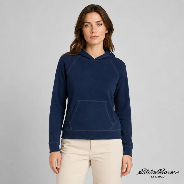 【Eddie Bauer】女性長袖棉質親膚連帽上衣 深藍 21690144