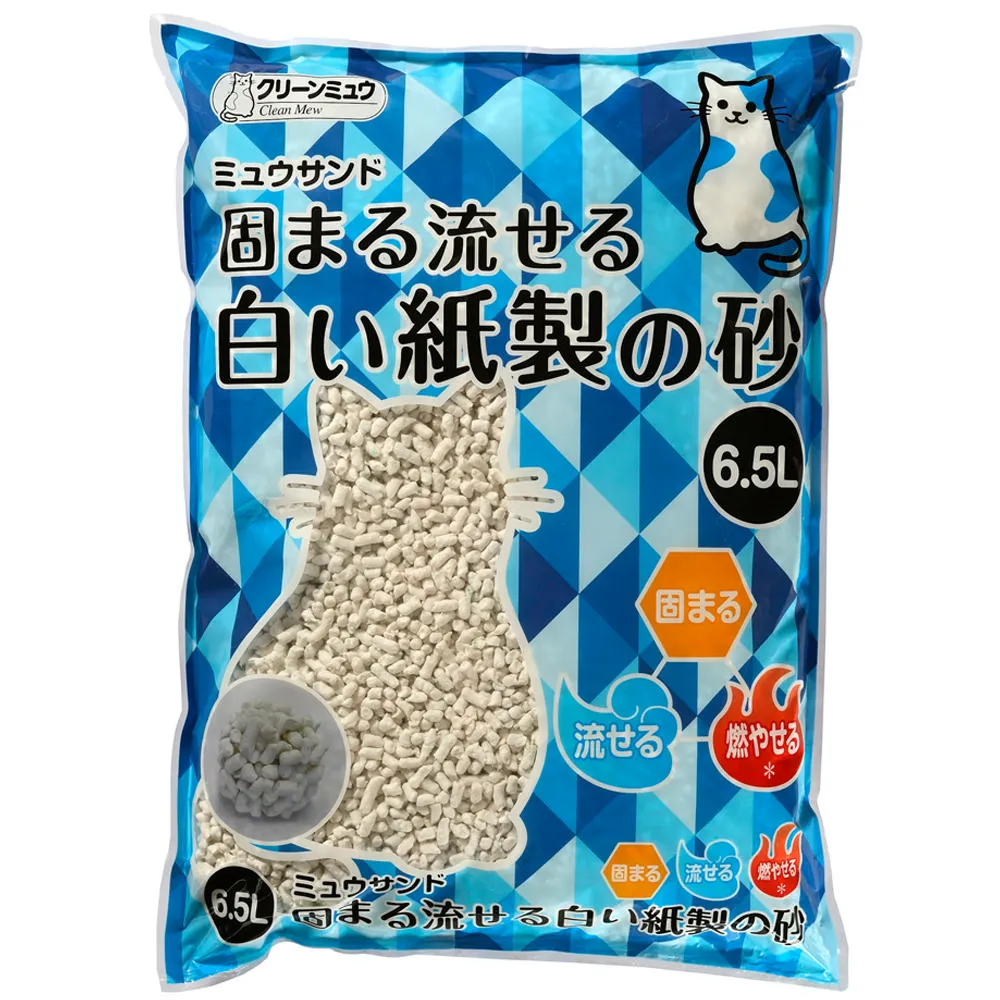 【Clean one】日本製凝結白色紙貓砂6.5L 無香(可沖馬桶、紙砂、結團砂、凝結砂)