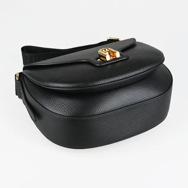 【FURLA 芙拉】FURLA精品粒面小牛皮旋轉式肩背斜背包(小/黑)
