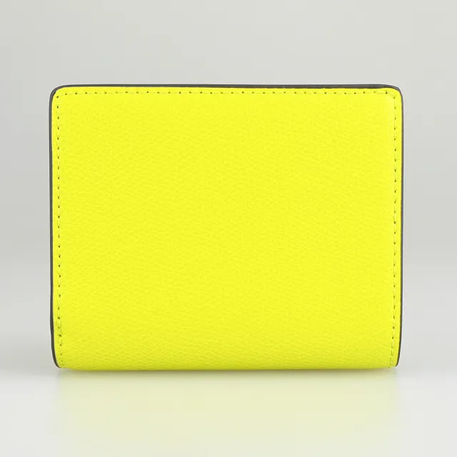 【FURLA 芙拉】FURLA精品粒面小牛皮金屬LOGO二折短夾(黃x藍)