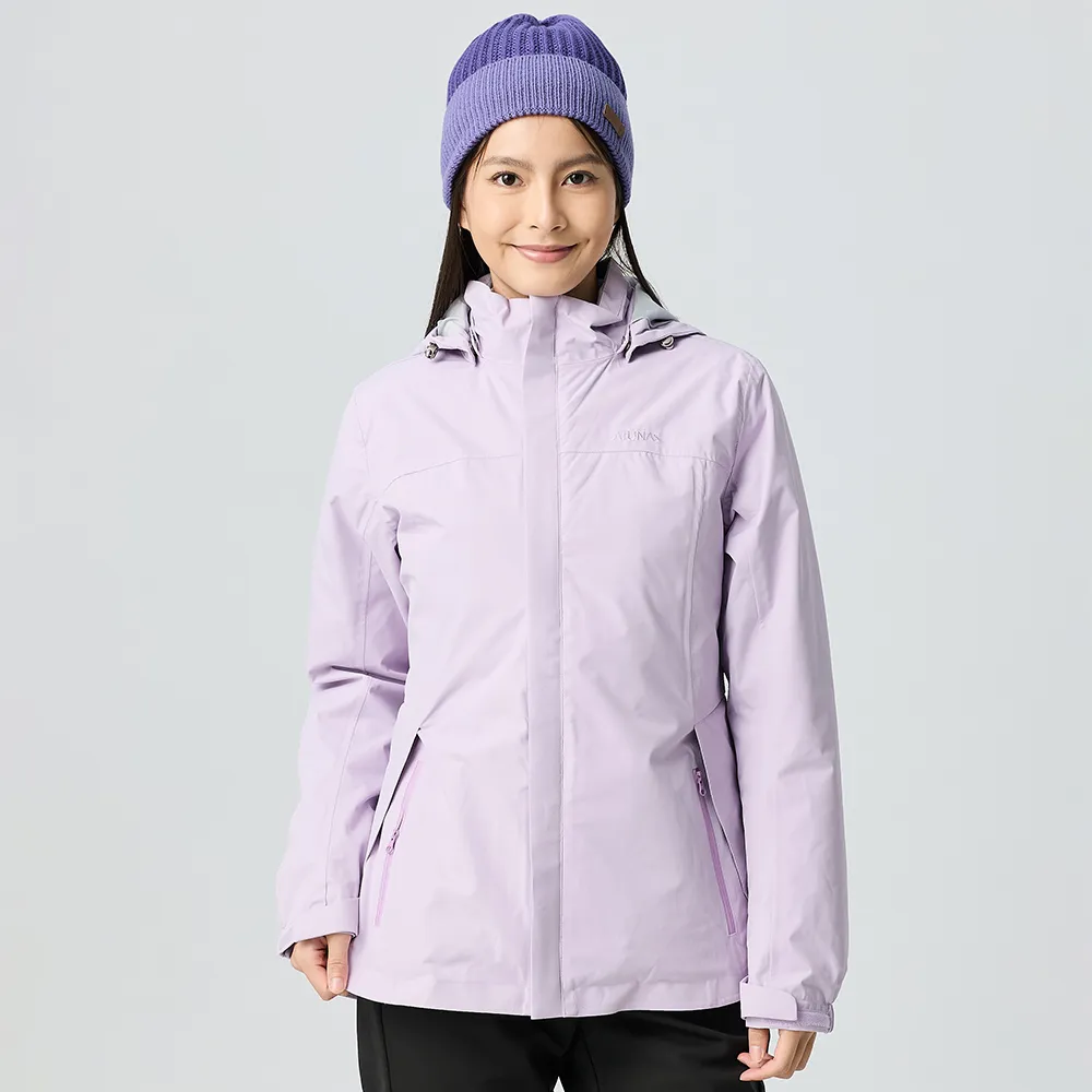 【ATUNAS 歐都納】女款防風防水2IN1+羽絨兩件式外套(A1GA2502W薰衣草紫/風衣/保暖/戶外休閒旅遊/日常*)