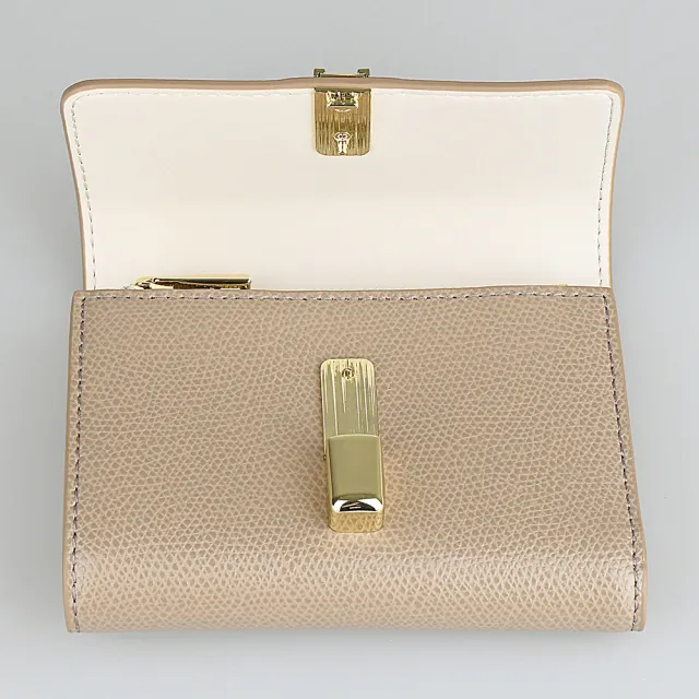 【FURLA 芙拉】FURLA精品粒面小牛皮磁扣三折中夾(褐)