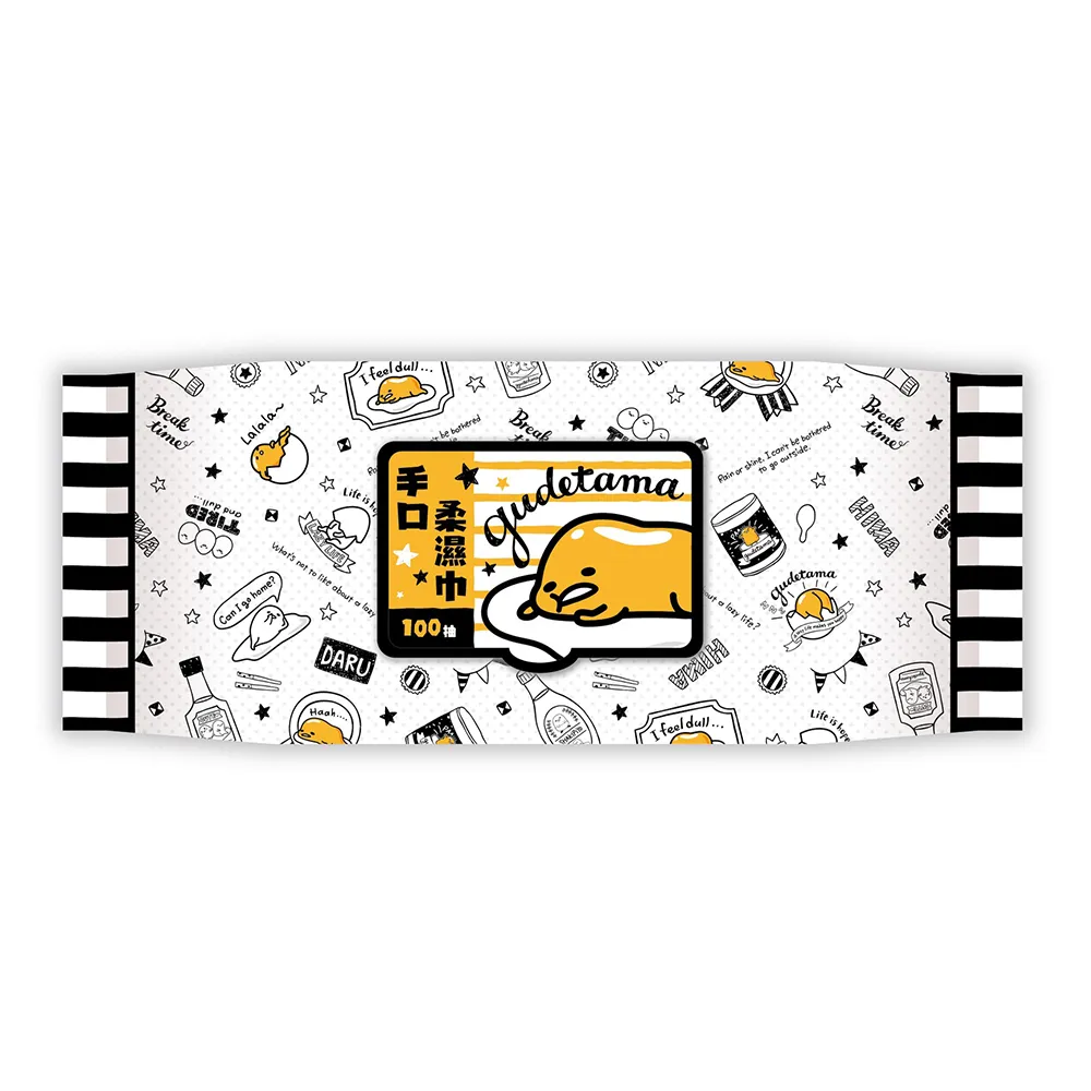 【SANRIO 三麗鷗】蛋黃哥手口有蓋柔濕巾/濕紙巾 100 抽 X 24 包 適用於手、口、臉 使用超安心(箱購)