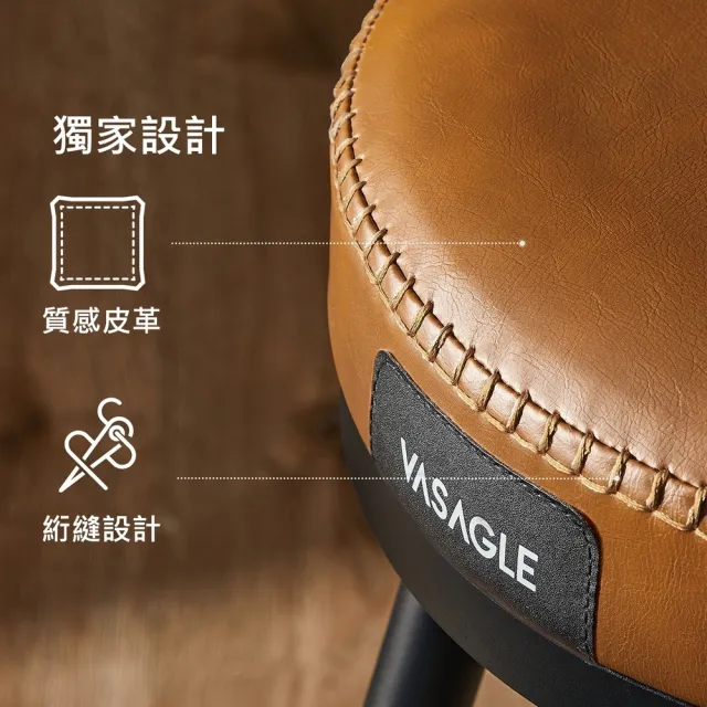 【hoi! 好好生活】VASAGLE EKHO皮革背靠旋轉吧檯椅兩入組LBC089K01V2(租屋族/DIY家具)