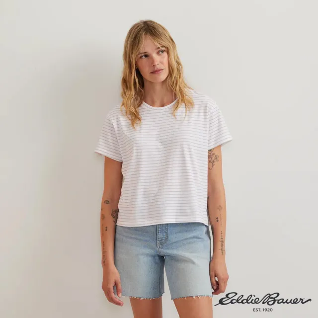 【Eddie Bauer】女性短袖棉質條紋/點花TEE 多色任選