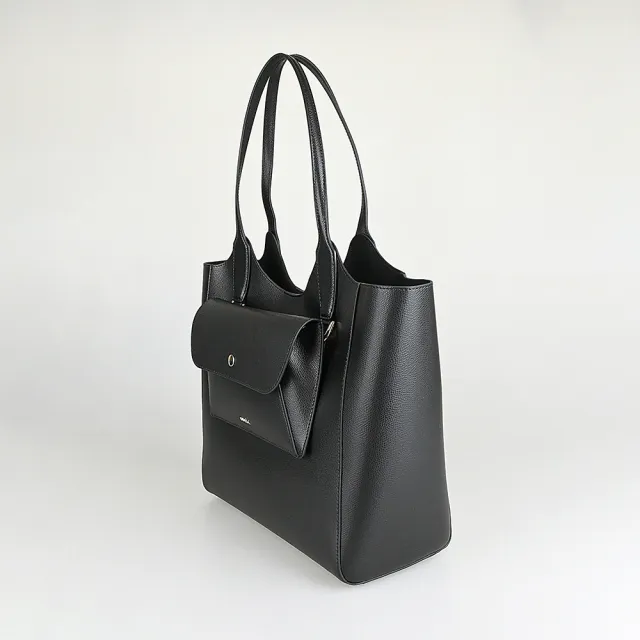 【FURLA 芙拉】FURLA精品小牛皮可拆外袋肩背托特包(中/黑)